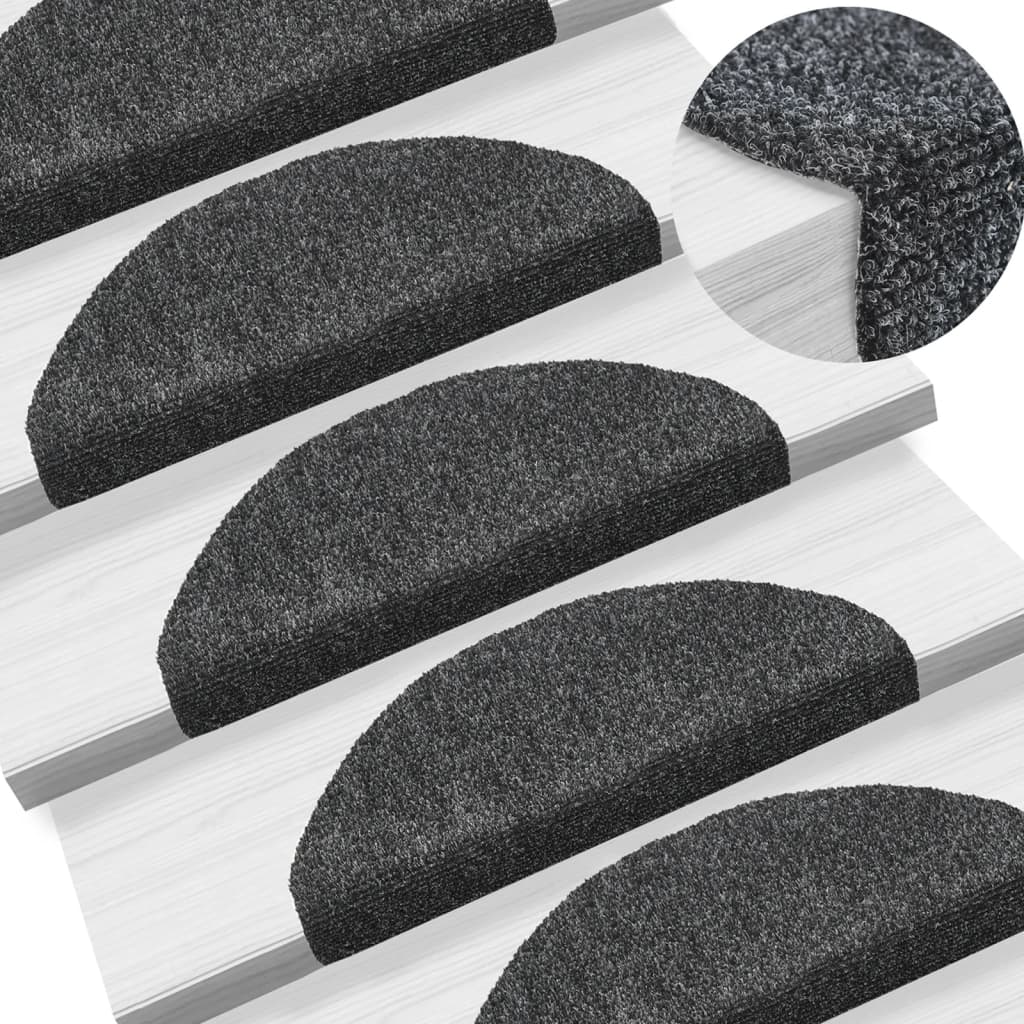 Selbstklebende Treppenmatten 10 Stk. Dunkelgrau 65x21x4 cm