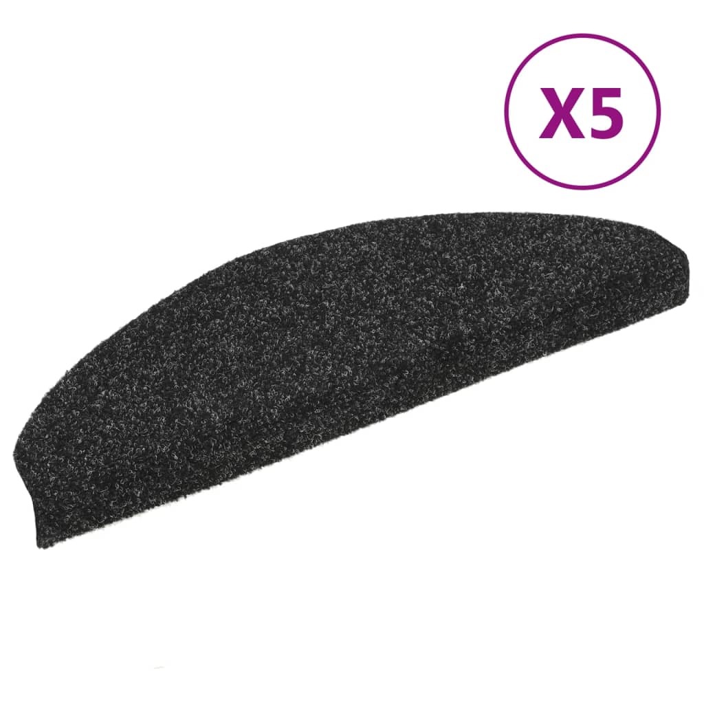 Treppenmatten Selbstklebend 5 Stk. Schwarz 65x21x4cm Nadelvlies