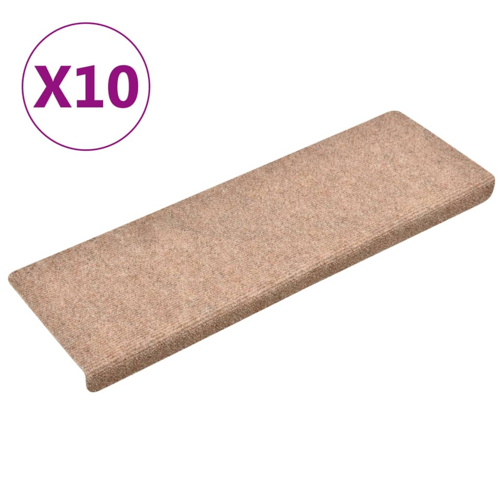 Treppenmatten 10 Stk. Braun 65x21x4 cm Nadelvlies