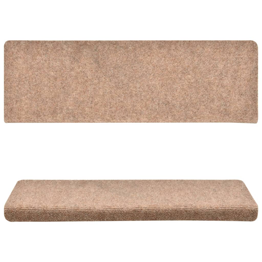 Treppenmatten 10 Stk. Braun 65x21x4 cm Nadelvlies