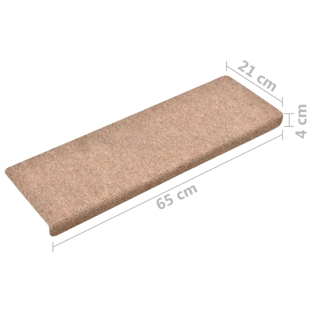 Treppenmatten 10 Stk. Braun 65x21x4 cm Nadelvlies
