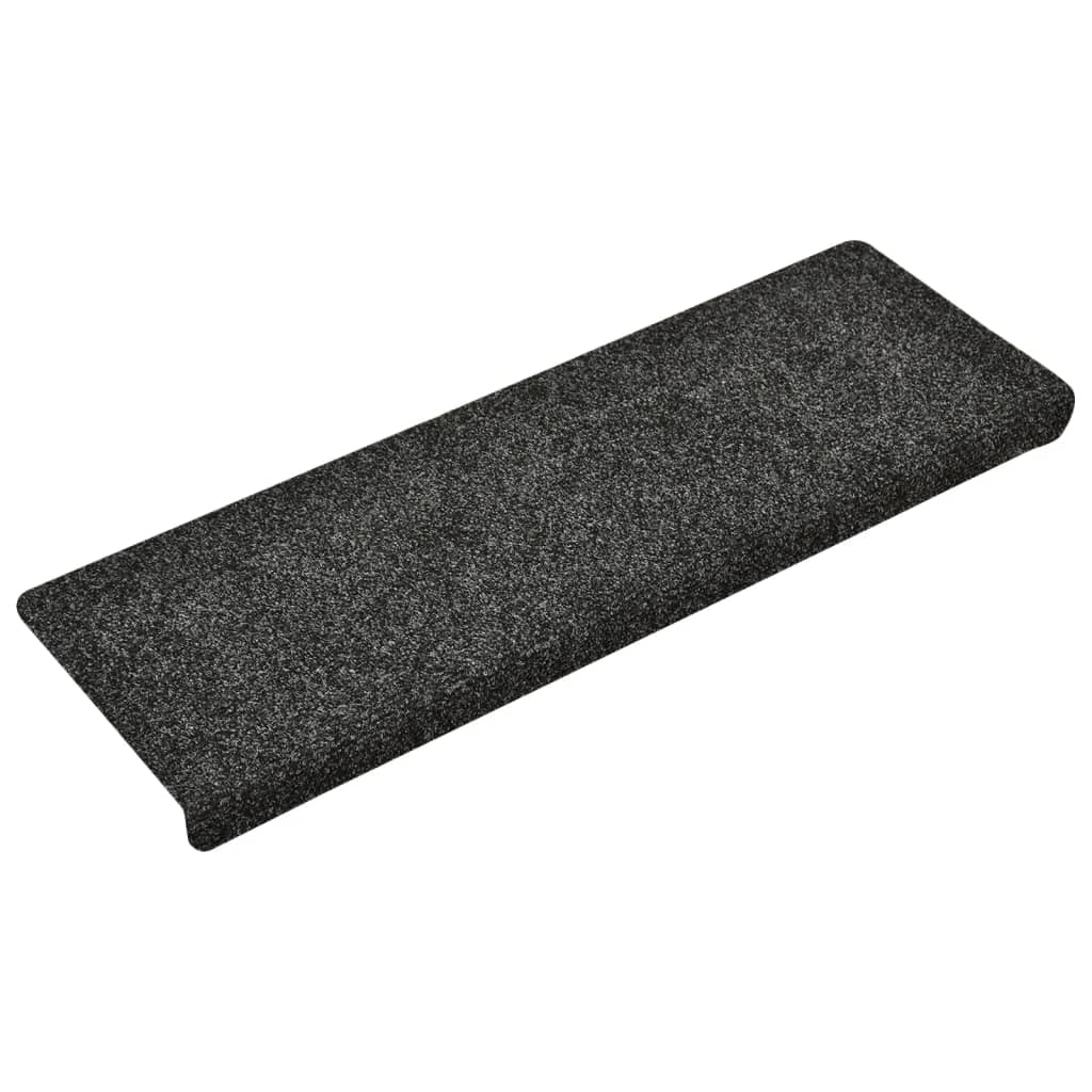 Treppenmatten 10 Stk. Grau 65x21x4 cm Nadelvlies