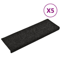 Thumbnail for Treppenmatten 5 Stk. Schwarz 65x25 cm Nadelvlies