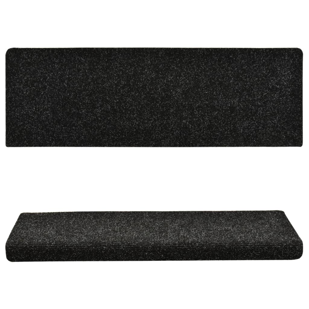 Treppenmatten 5 Stk. Schwarz 65x25 cm Nadelvlies