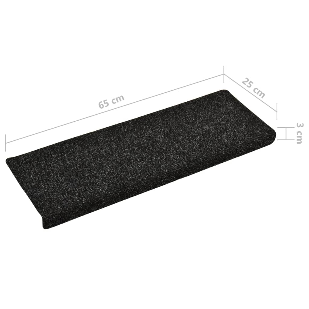 Treppenmatten 5 Stk. Schwarz 65x25 cm Nadelvlies