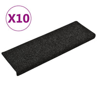 Thumbnail for Treppenmatten 10 Stk. Schwarz 65x25 cm Nadelvlies