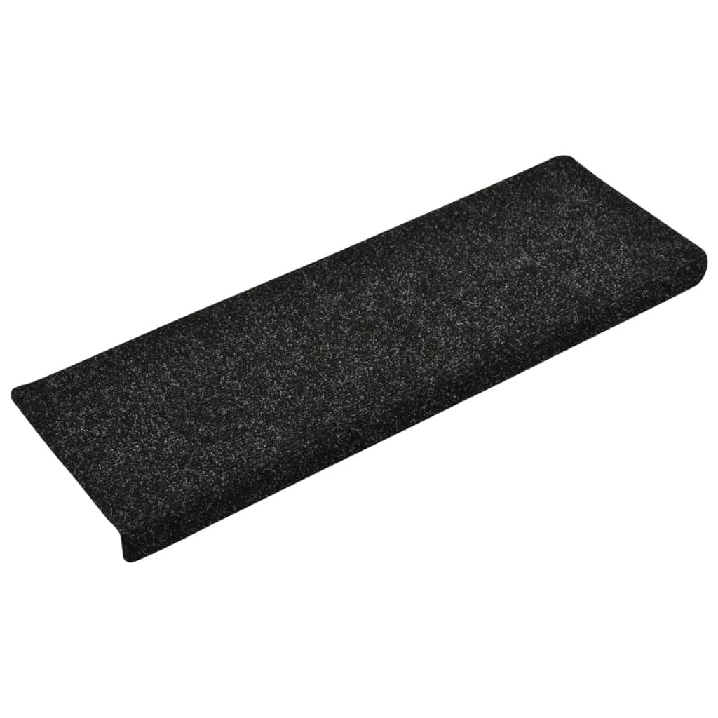 Treppenmatten 10 Stk. Schwarz 65x25 cm Nadelvlies