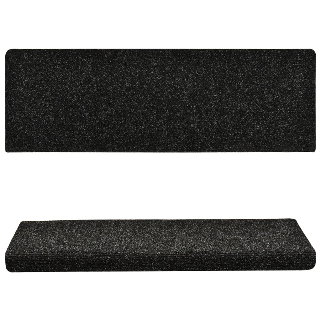 Treppenmatten 10 Stk. Schwarz 65x25 cm Nadelvlies