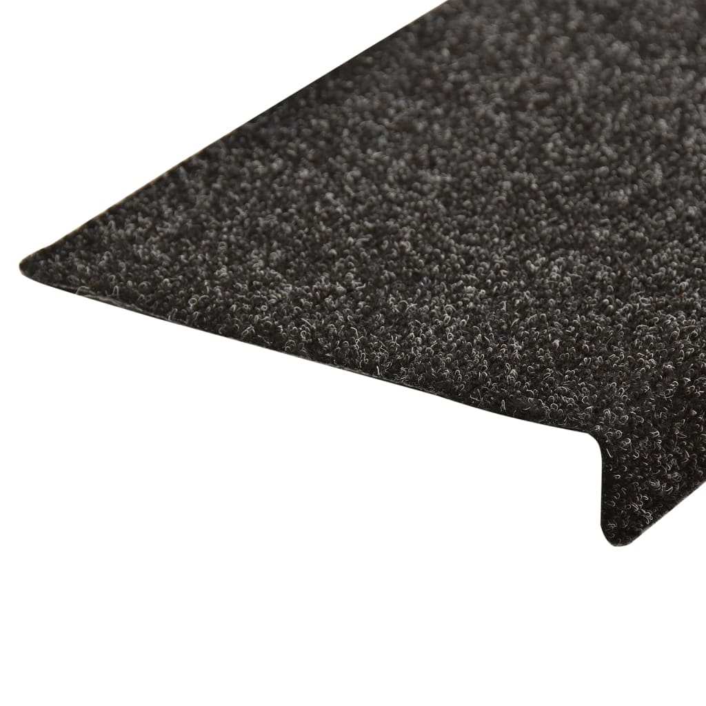 Treppenmatten 10 Stk. Schwarz 65x25 cm Nadelvlies