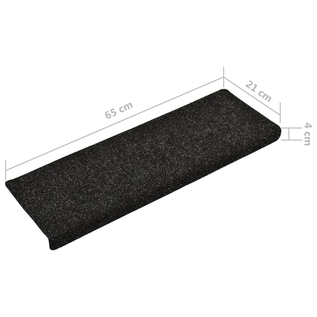 Treppenmatten 10 Stk. Schwarz 65x25 cm Nadelvlies