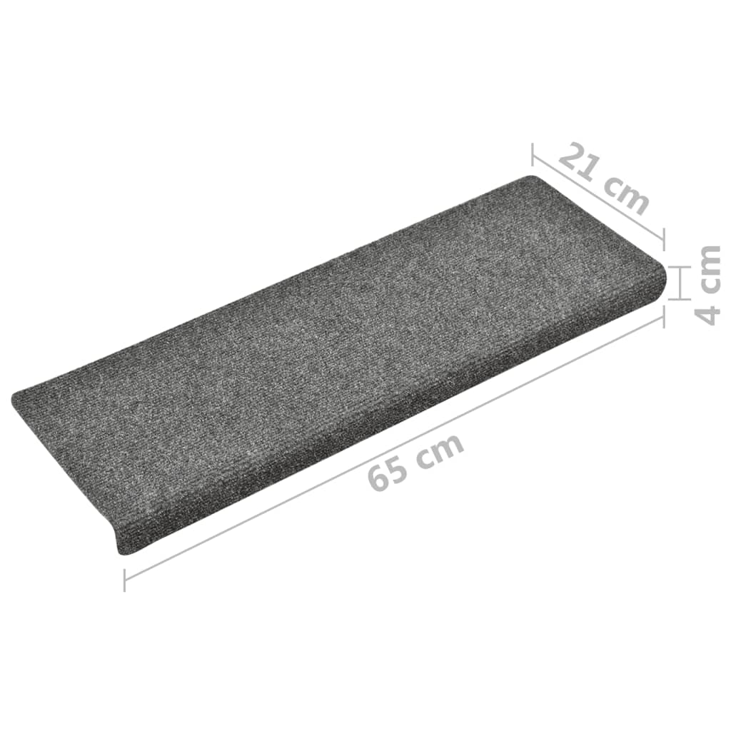 Treppenmatten 10 Stk. Hellgrau 65x25 cm Nadelvlies