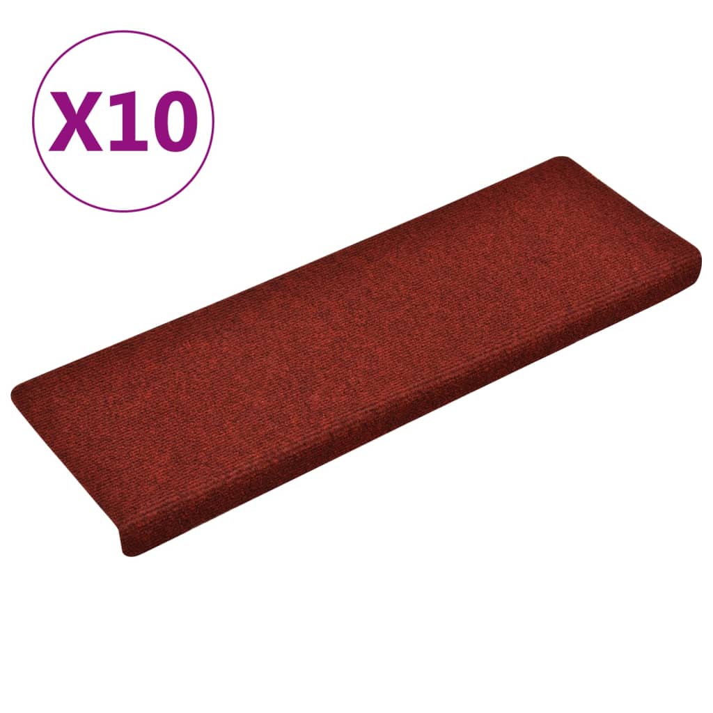 Treppenmatten 10 Stk. Bordeauxrot 65x25 cm Nadelvlies
