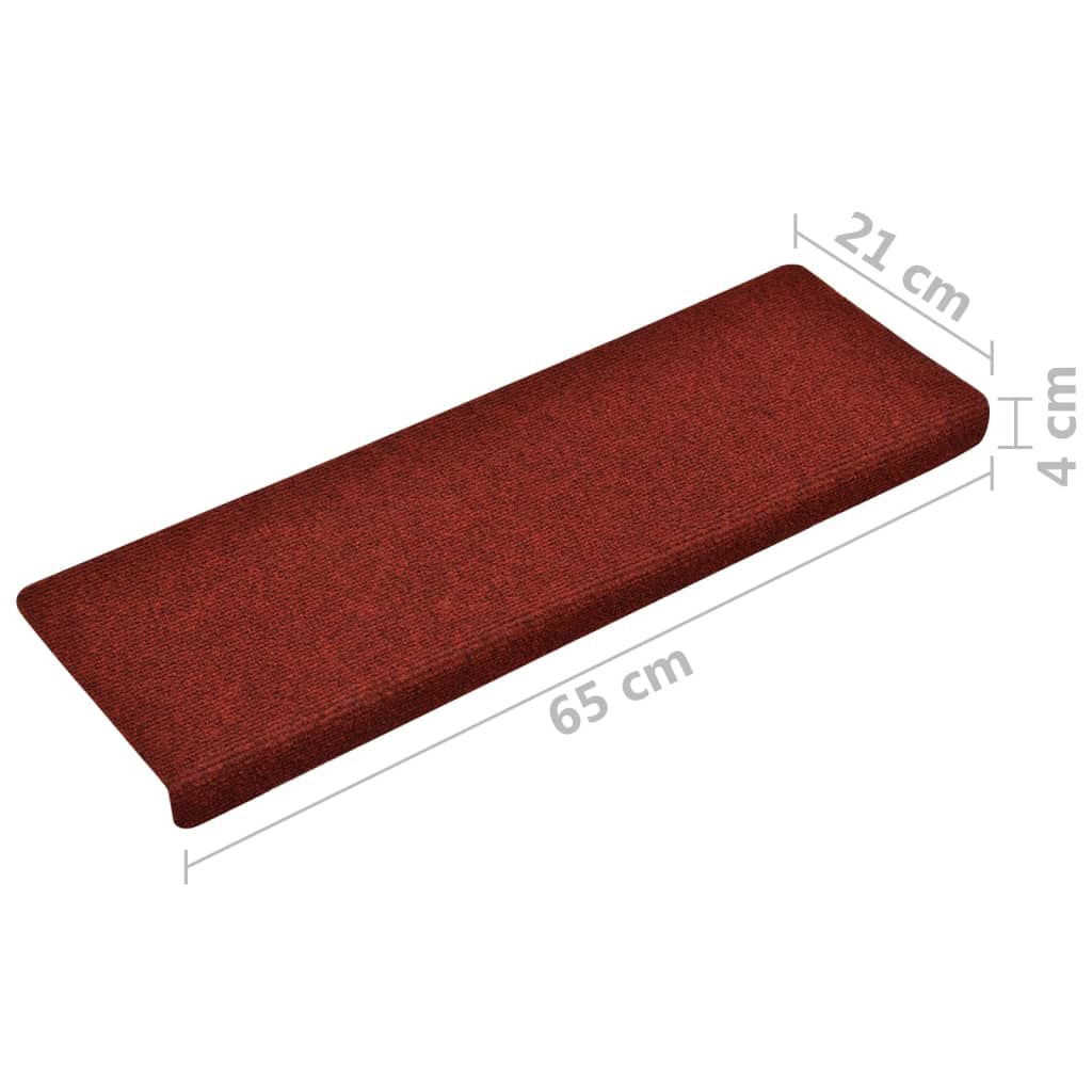 Treppenmatten 10 Stk. Bordeauxrot 65x25 cm Nadelvlies