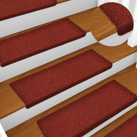 Thumbnail for Treppenmatten 10 Stk. Bordeauxrot 65x25 cm Nadelvlies