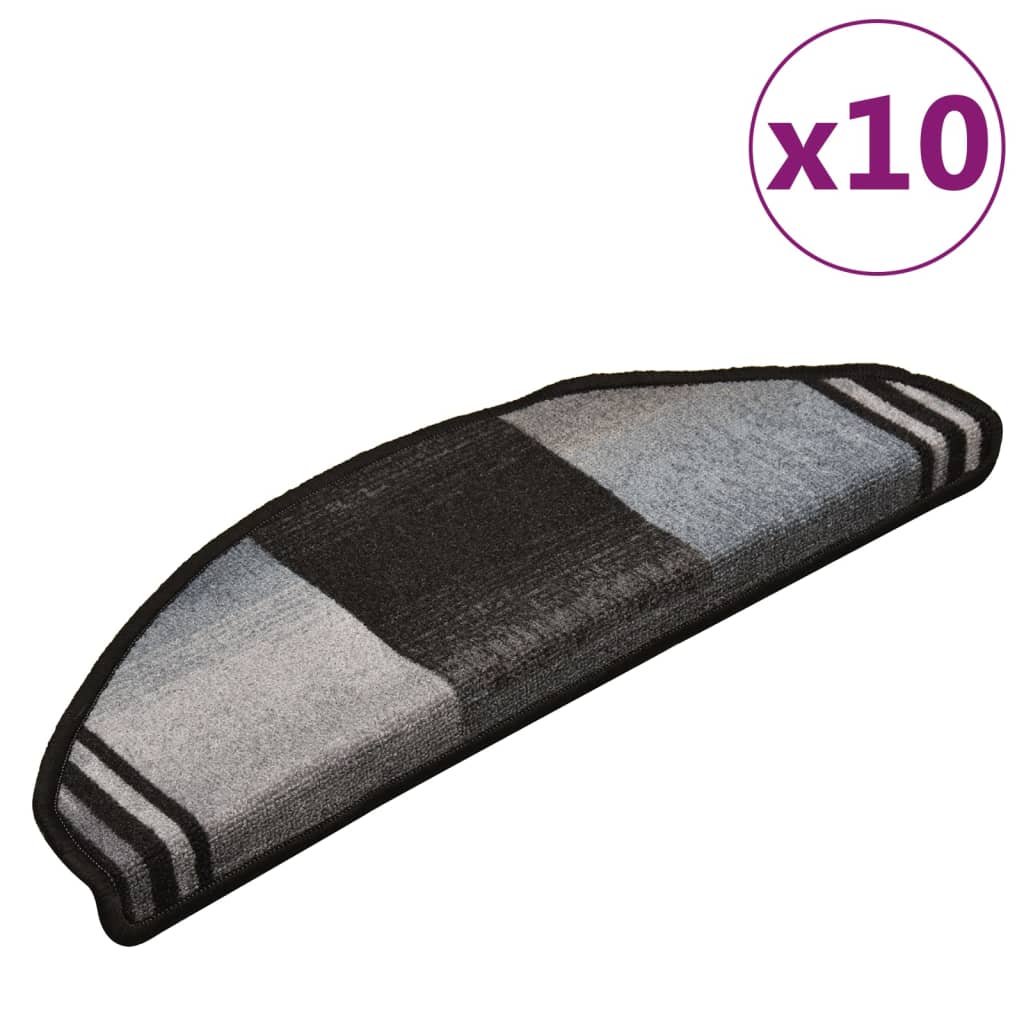 Treppenstufen-Matten Selbstklebend 10 Stk 65x25 cm Schwarz/Grau