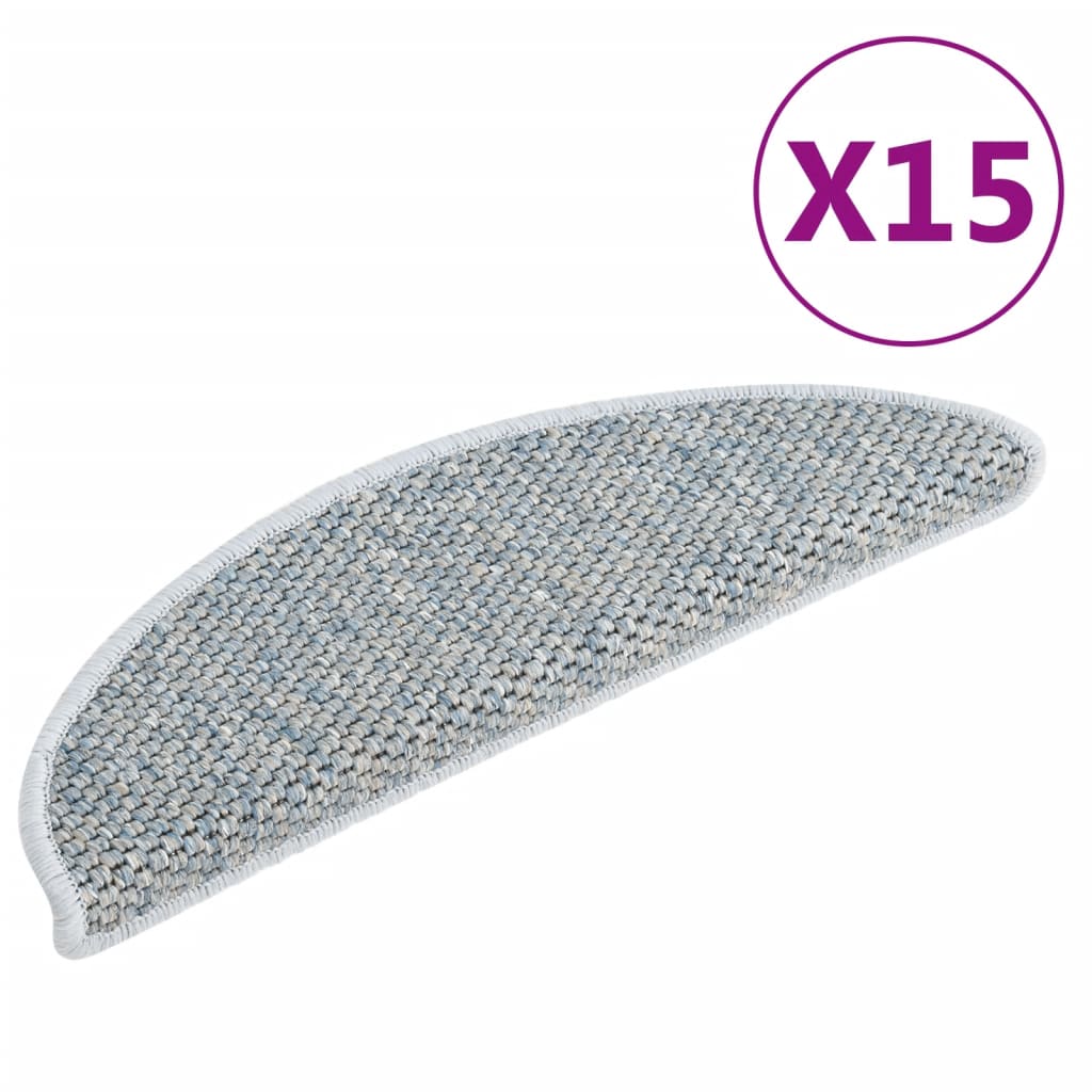 Treppenmatten Selbstklebend Sisal-Optik 15 Stk. 56x20cm Blau