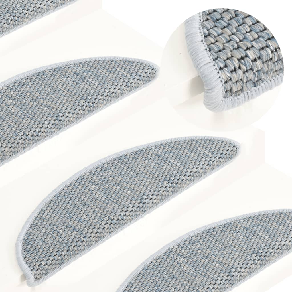 Treppenmatten Selbstklebend Sisal-Optik 15 Stk. 56x20cm Blau