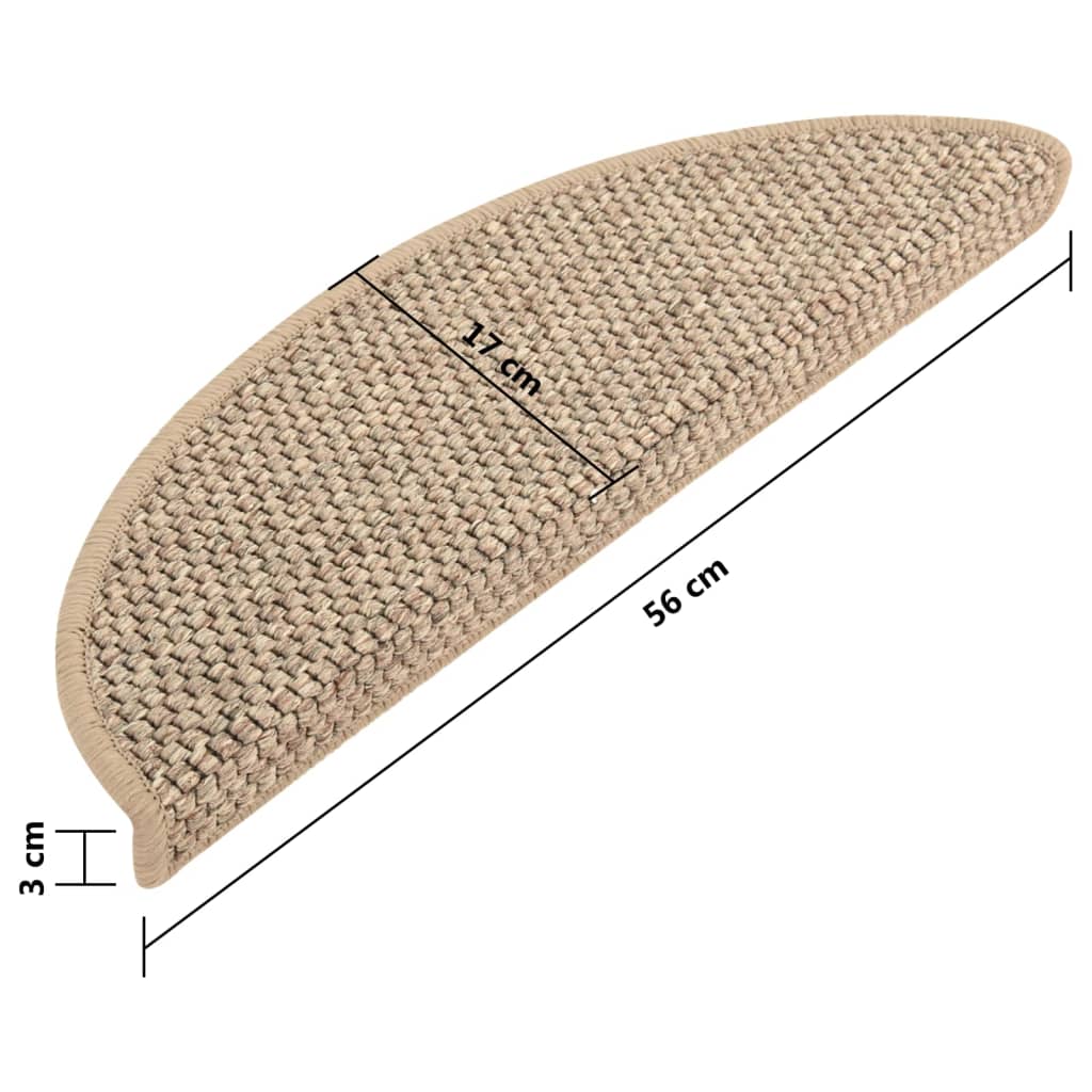 Treppenmatten Selbstklebend Sisal 15 Stk. 56x20 cm Dunkelbeige