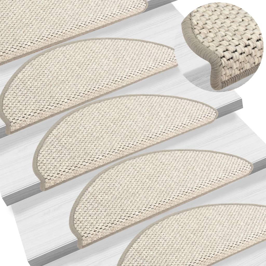 Treppenmatten Selbstklebend Sisal-Optik 15 Stk. 65x21x4cm Beige