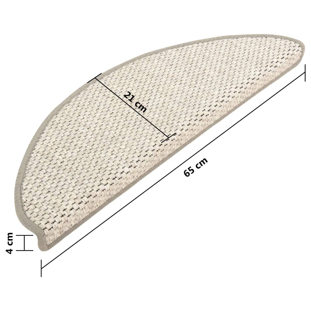 Treppenmatten Selbstklebend Sisal-Optik 15 Stk. 65x21x4cm Beige