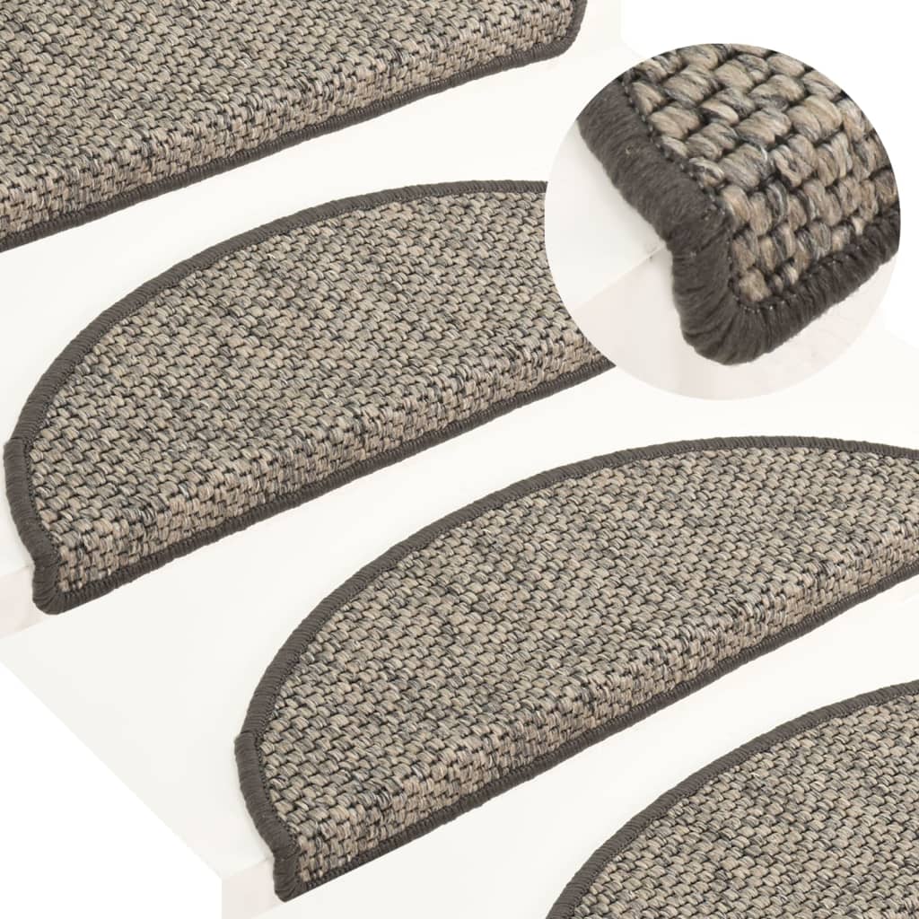 Treppenmatten Selbstklebend Sisal 15 Stk. 65x25 cm Anthrazit