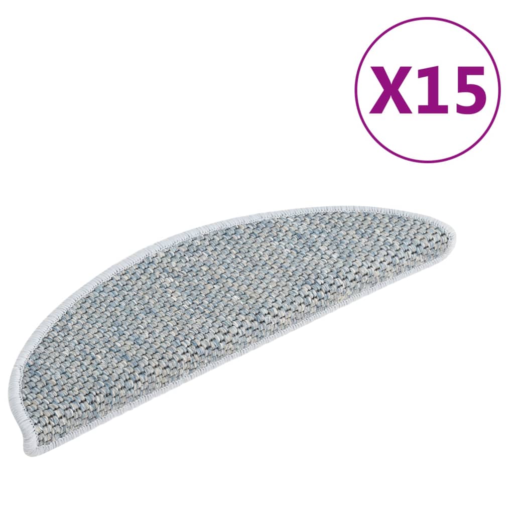 Treppenmatten Selbstklebend Sisal-Optik 15 Stk. 65x25 cm Blau