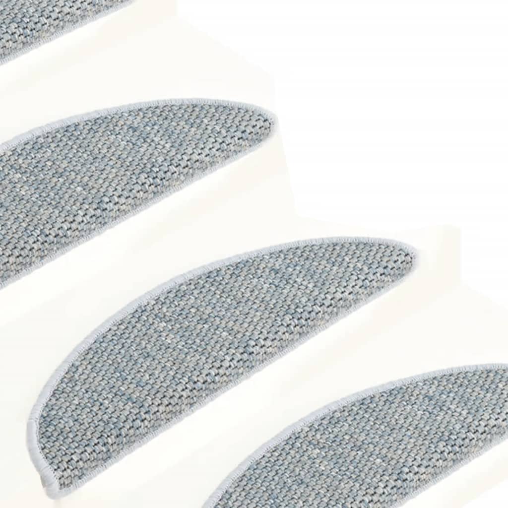 Treppenmatten Selbstklebend Sisal-Optik 15 Stk. 65x25 cm Blau