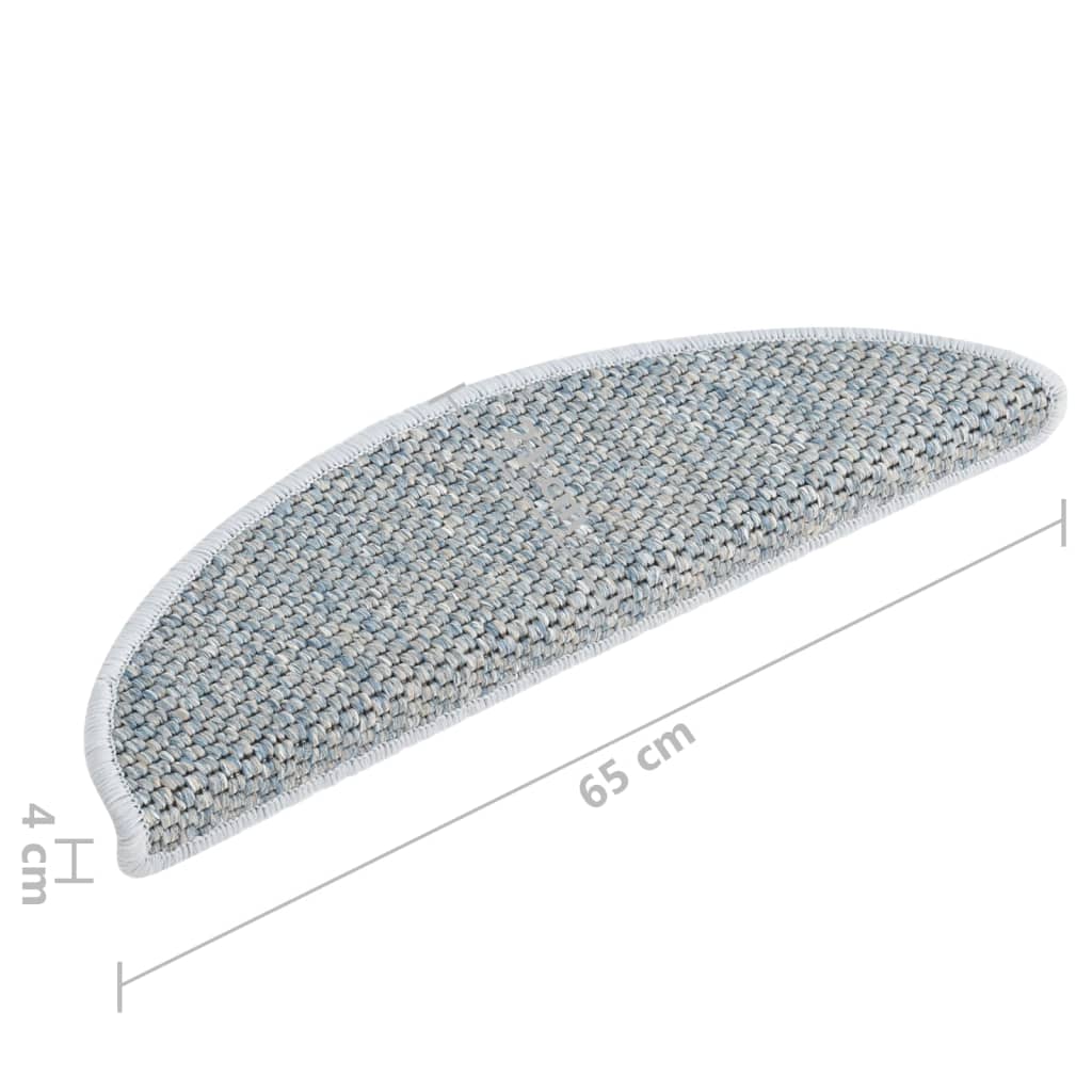 Treppenmatten Selbstklebend Sisal-Optik 15 Stk. 65x25 cm Blau