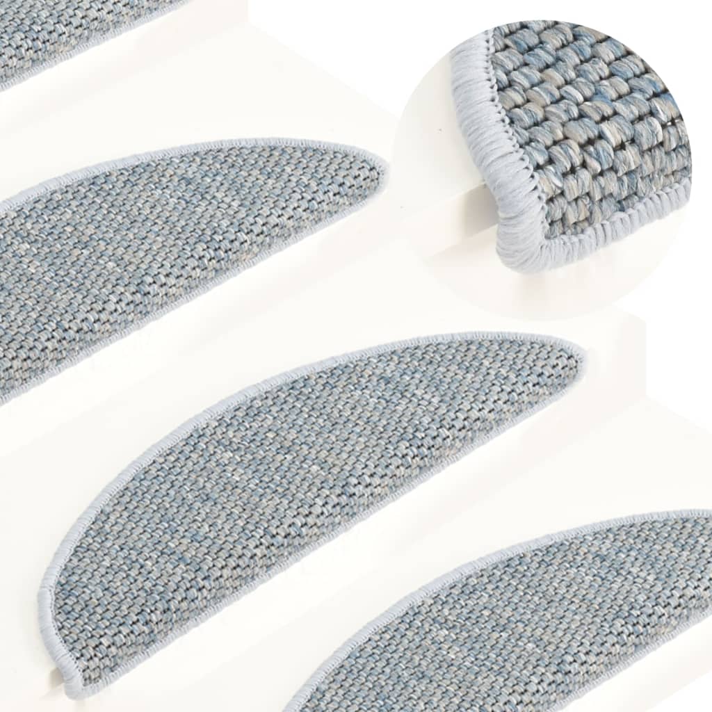 Treppenmatten Selbstklebend Sisal-Optik 15 Stk. 65x25 cm Blau