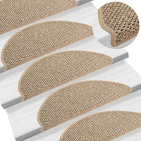 Thumbnail for Treppenmatten Selbstklebend Sisal 15 Stk. 65x21x4cm Dunkelbeige