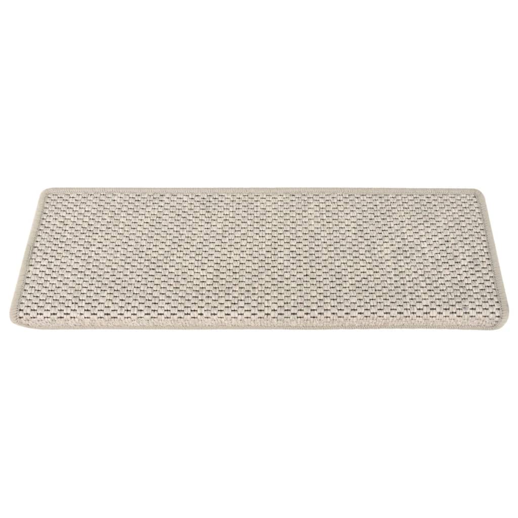 Treppenmatten Selbstklebend Sisal-Optik 15 Stk. 65x25cm Silbern