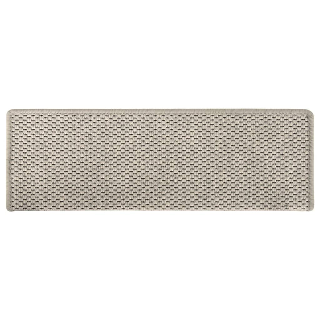 Treppenmatten Selbstklebend Sisal-Optik 15 Stk. 65x25cm Silbern