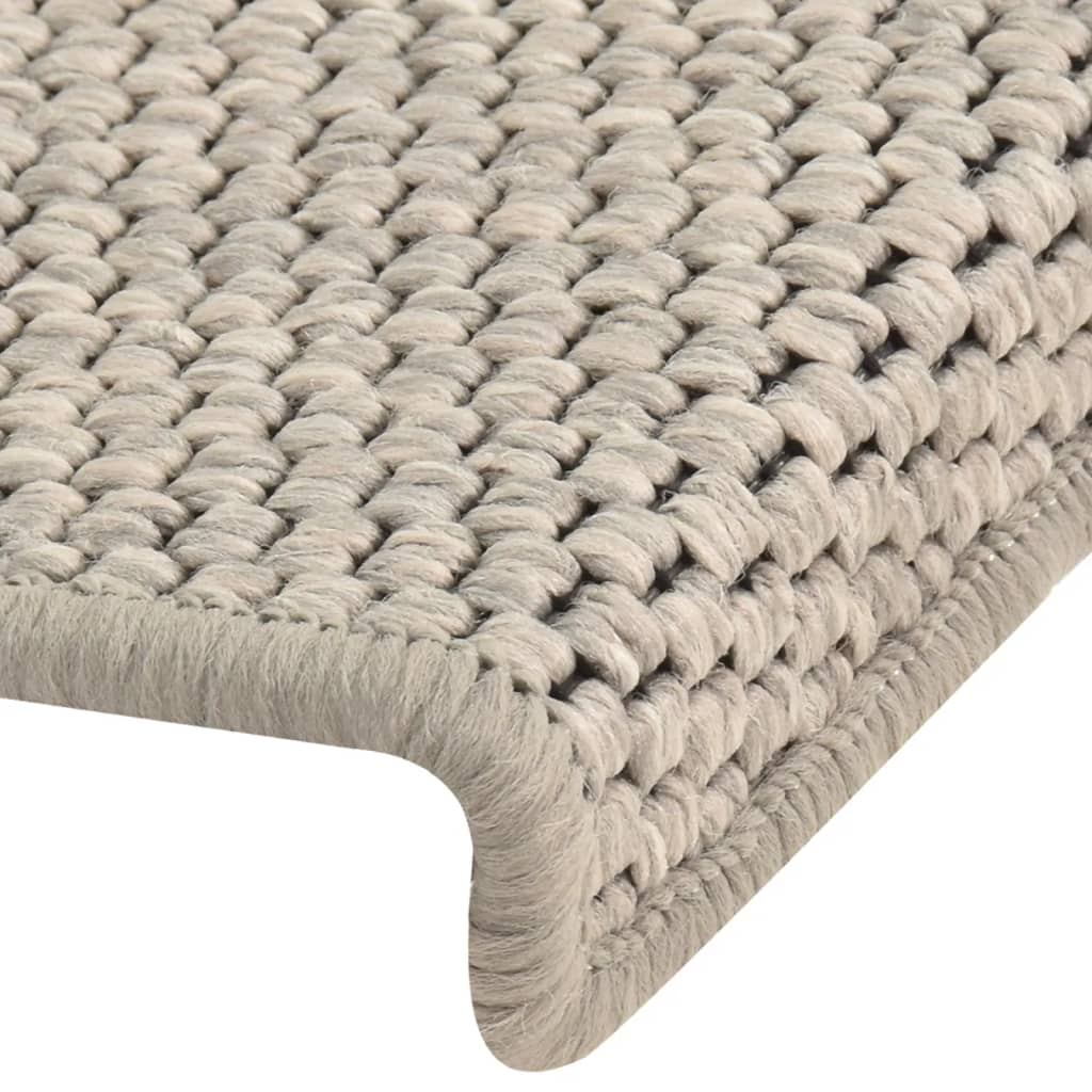 Treppenmatten Selbstklebend Sisal-Optik 15 Stk. 65x25cm Silbern