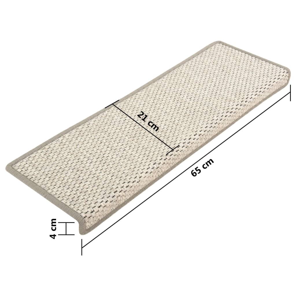 Treppenmatten Selbstklebend Sisal-Optik 15 Stk. 65x25cm Silbern