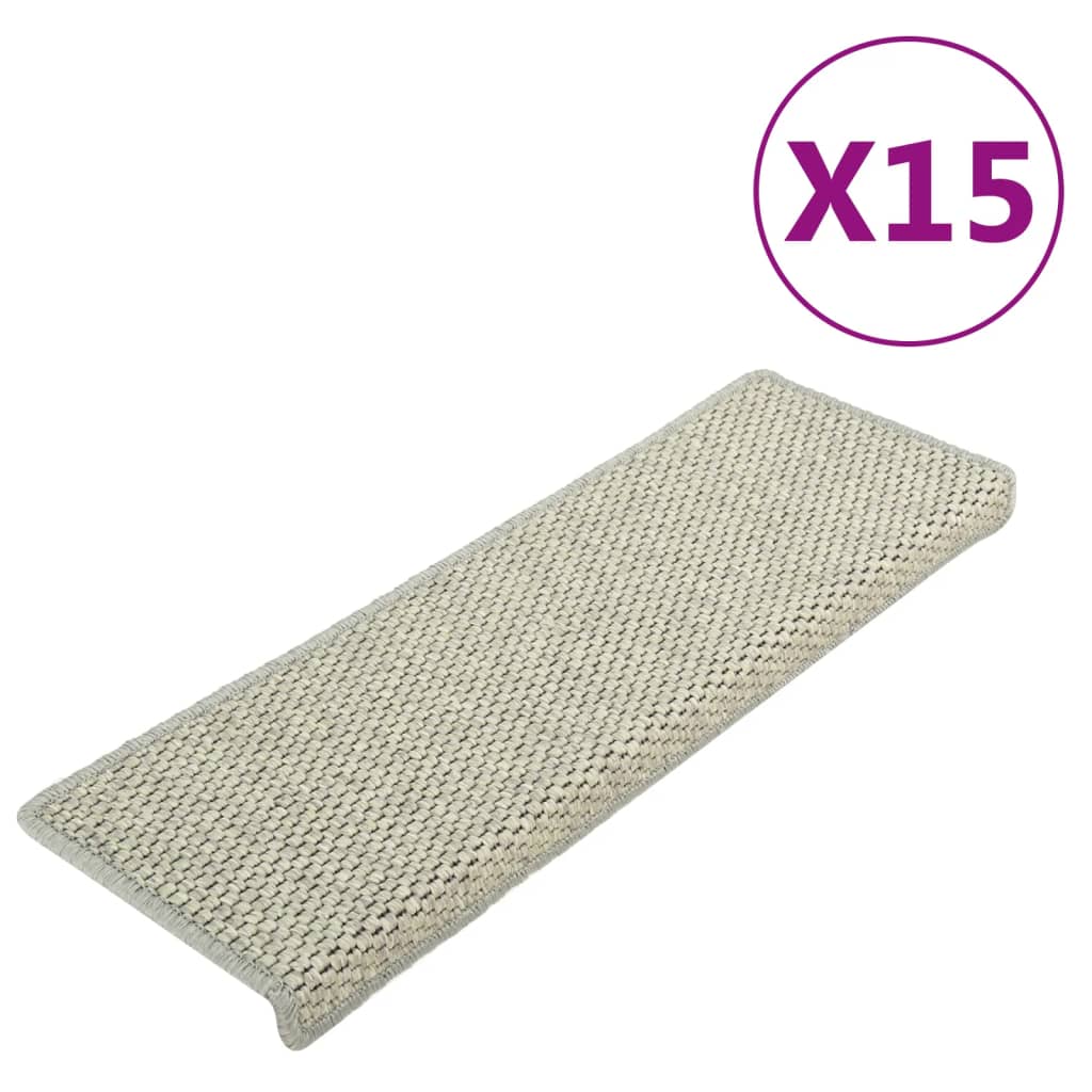 Treppenmatten Selbstklebend Sisal-Optik 15 Stk. 65x21x4 cm Grau