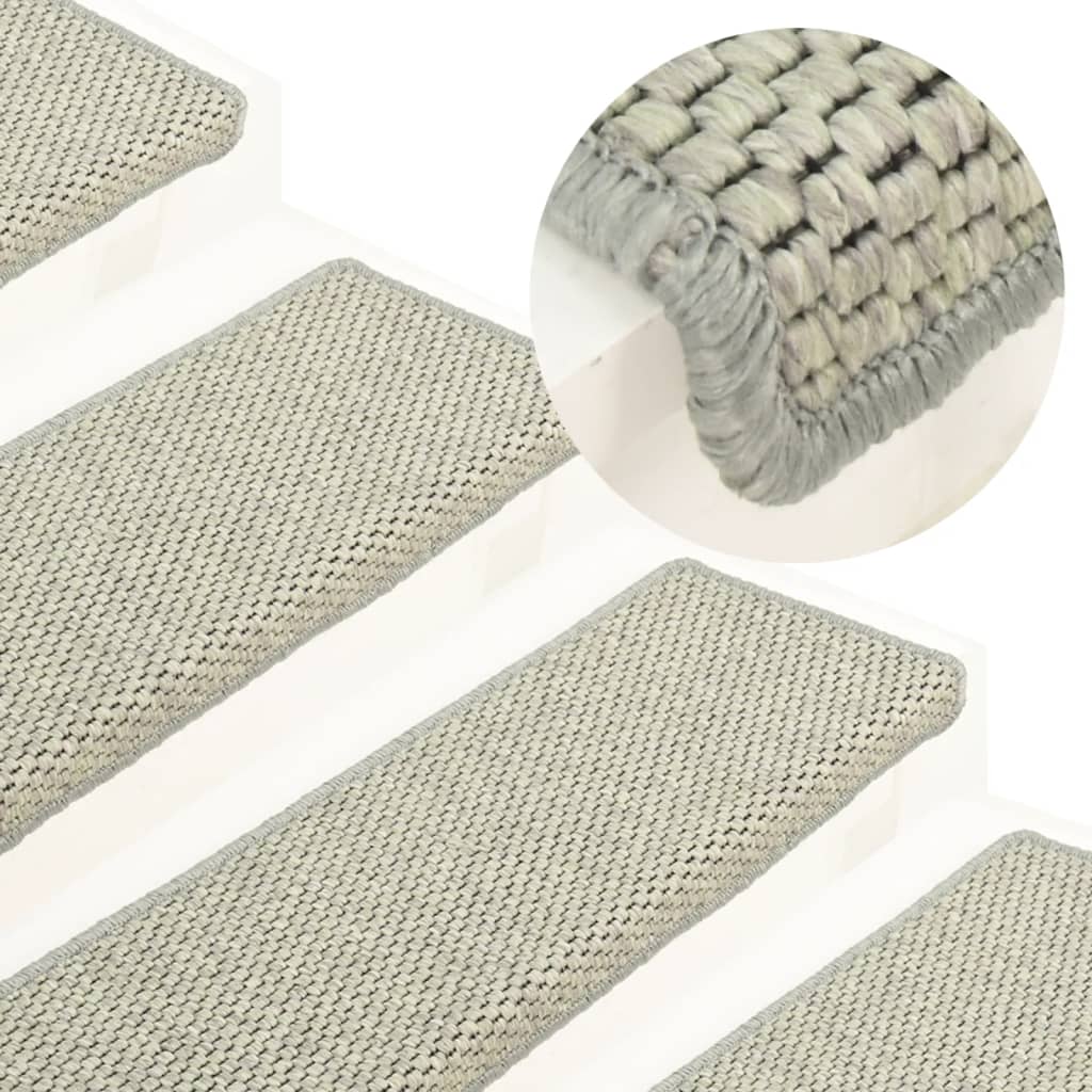 Treppenmatten Selbstklebend Sisal-Optik 15 Stk. 65x21x4 cm Grau