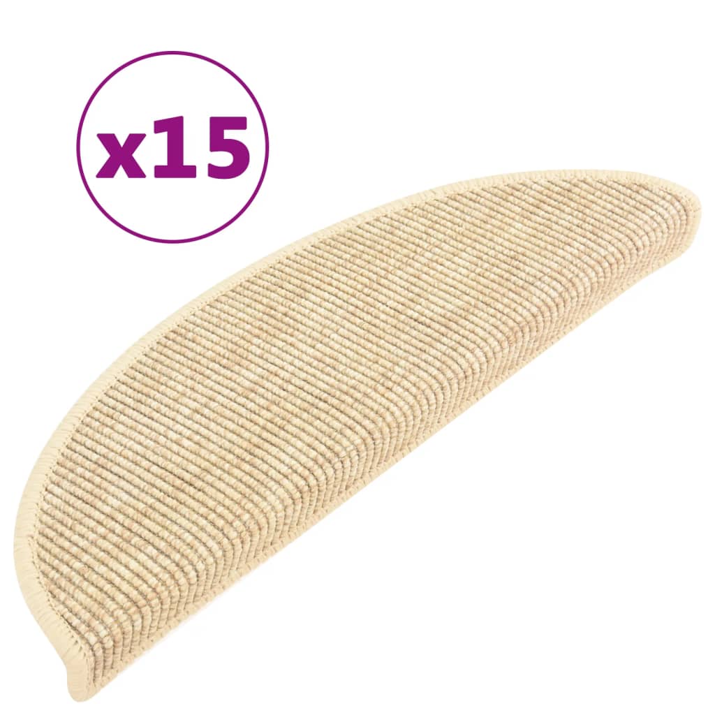 Selbstklebende Treppenmatten 15 Stk. 56x20 cm Hellbeige