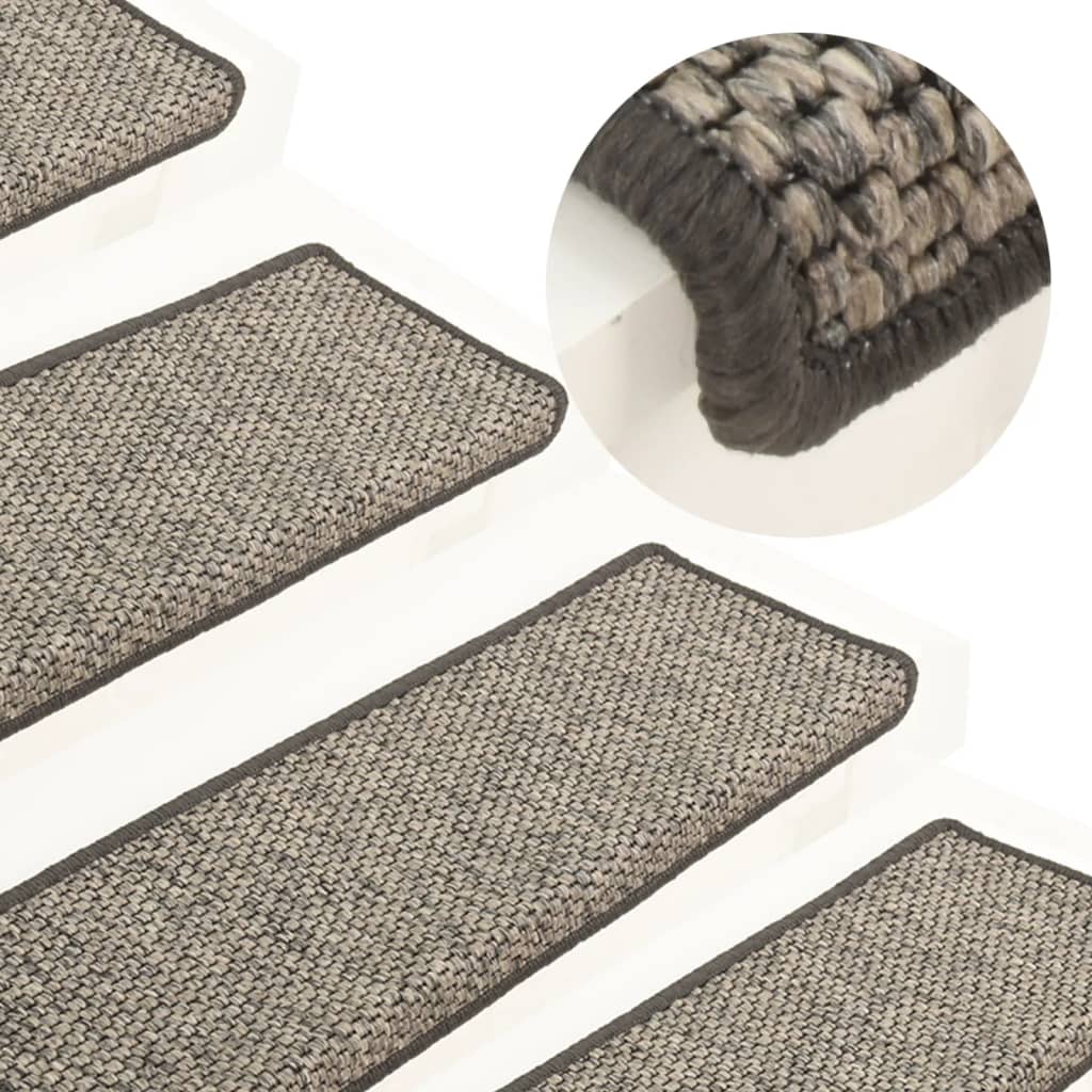 Treppenmatten Selbstklebend 15 Stk. 65x25 cm Grau und Beige