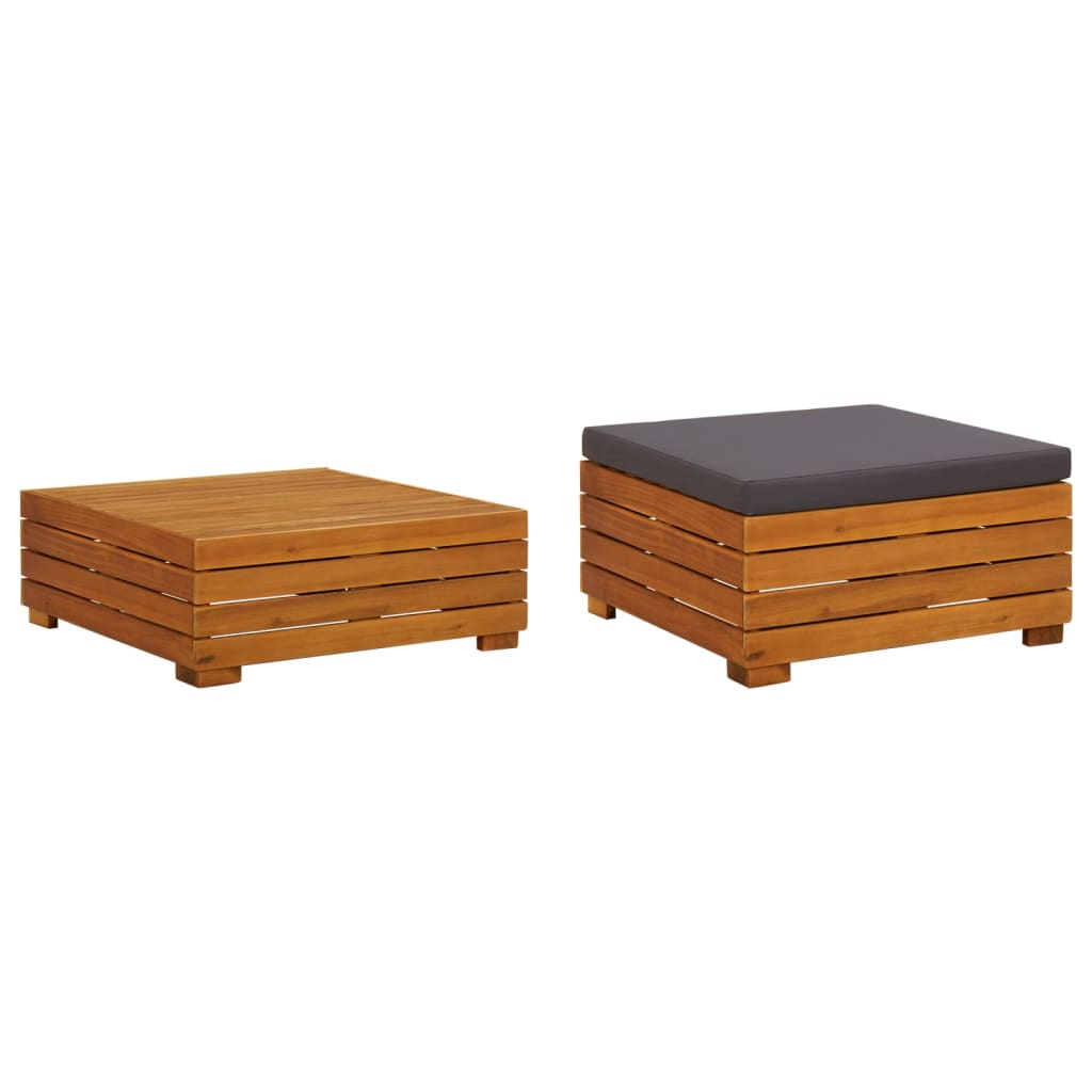 Gartentisch und Hocker mit Kissen Massivholz Akazie