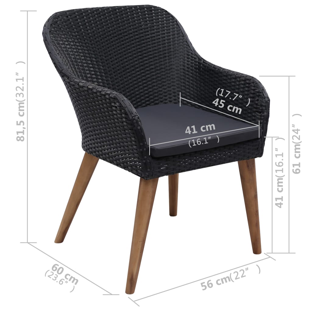 5-tlg. Garten-Essgruppe Schwarz