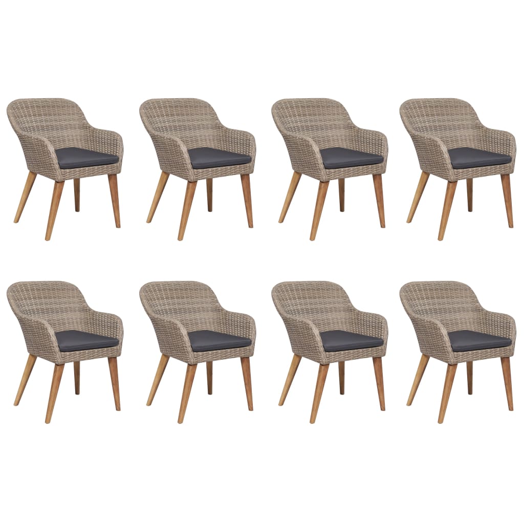 9-tlg. Garten-Essgruppe Braun