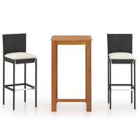 Thumbnail for 3-tlg. Gartenbar-Set mit Kissen Schwarz