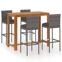 Thumbnail for 5-tlg. Gartenbar-Set mit Kissen Grau