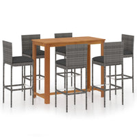 Thumbnail for 7-tlg. Gartenbar-Set mit Kissen Grau