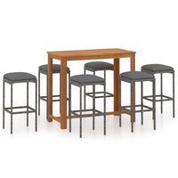 Thumbnail for 7-tlg. Gartenbar-Set mit Kissen Grau