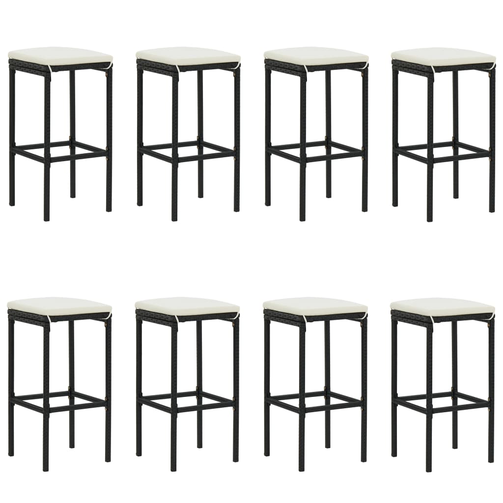 9-tlg. Gartenbar-Set mit Kissen Schwarz