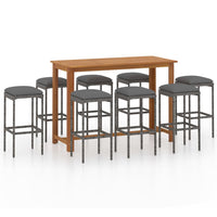 Thumbnail for 9-tlg. Gartenbar-Set mit Kissen Grau