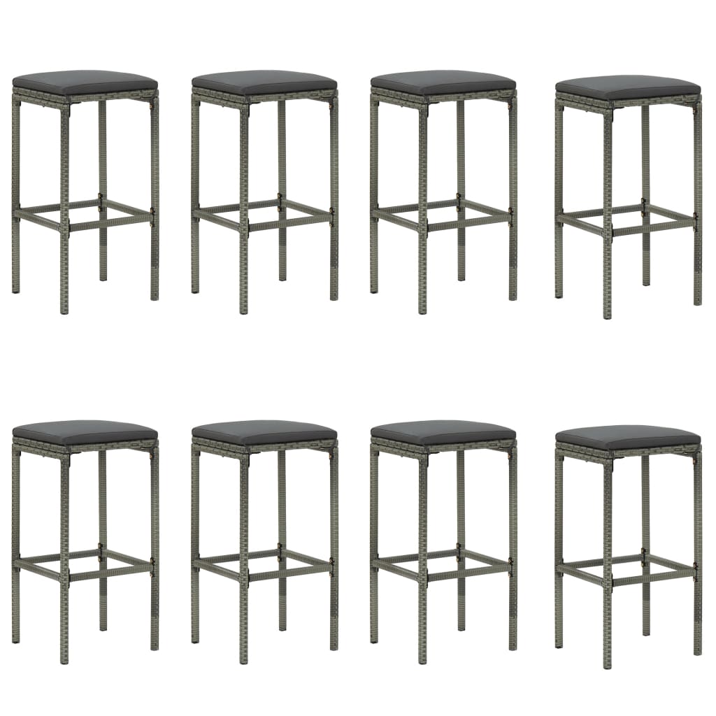 9-tlg. Gartenbar-Set mit Kissen Grau