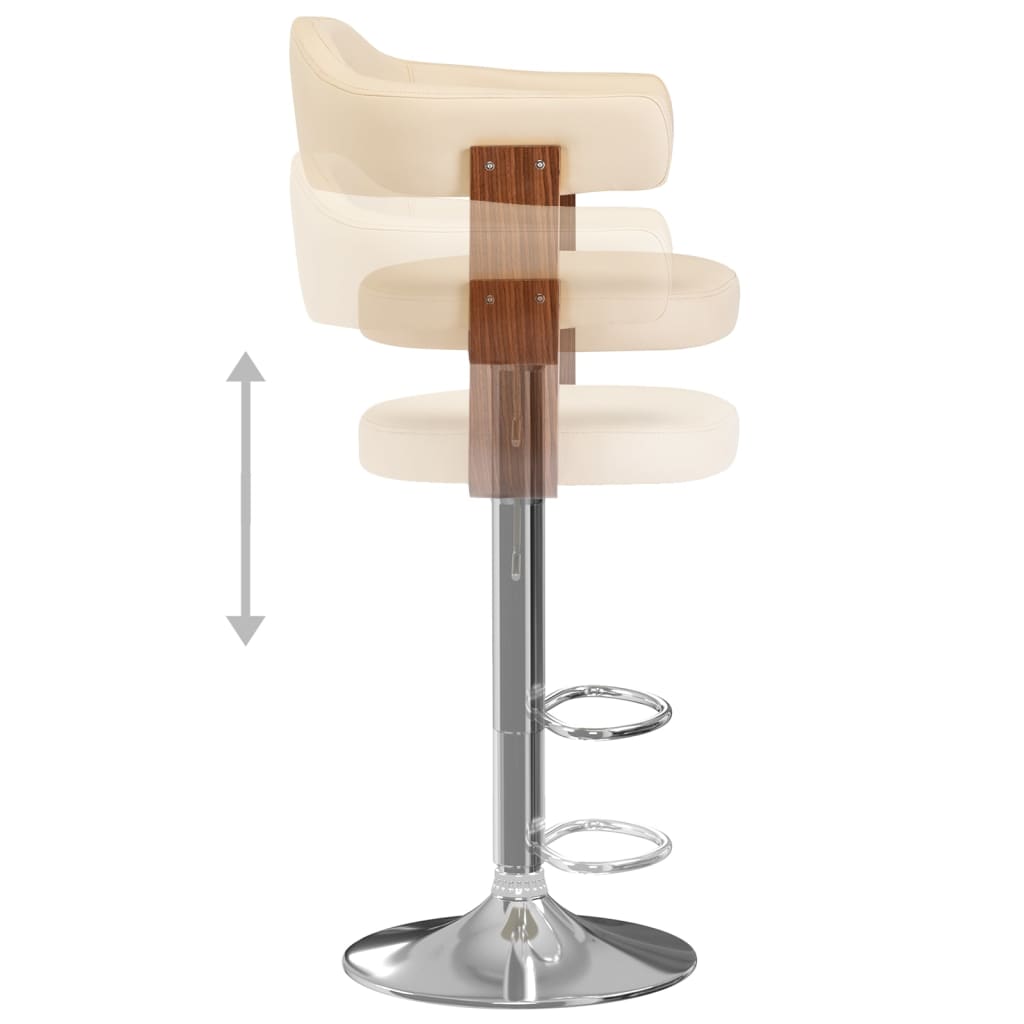 2 Stk. Barhocker Bugholz und Kunstleder Cremefarbend