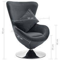 Thumbnail for Drehstuhl in Ei-Form mit Kissen Dunkelgrau Samt